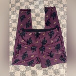 Victoria Sport Burgundy Black Panther Athletic Leggings